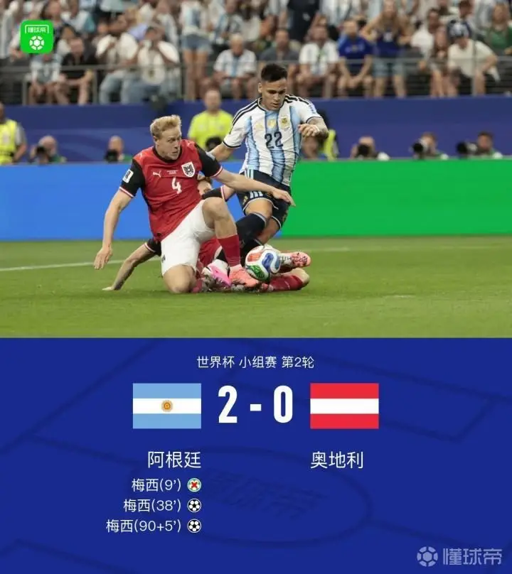 阿根廷2-0战胜奥地利，梅西梅开二度提前出线